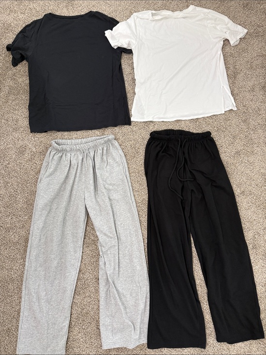 lululemon athletica Tops - Lululemon Casual Tee and Wide-Leg Lounge Pants Set - Black, White, Heather Gray